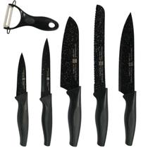 Kit 5 Facas Afiadas Inox Antiaderentes Com Descascador Kitchenware