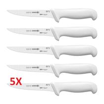 Kit 5 Facas de Desossa Mundial 6" Lamina em Aço Inox Reta Larga Cabo Branco (5515-6)