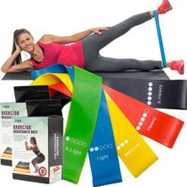 Kit 5 Faixa Elástica Miniband Diferentes Intensidades Treino Exercícios Yoga Fisioterapia Pilates Mini Band Ginastica em Casa 5 Resistencia Elasticos