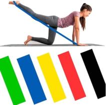 Kit 5 Faixa Elastica Para Exercicio Mini Band, Funcional Yoga Pilates Musculacao Abdominais Fisio