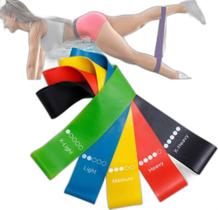 Kit 5 Faixa Elástica Pilates Fisioterapia - Mini Band Fit 5