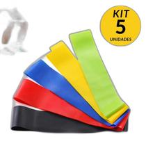 Kit 5 Faixa Elastica Treino Ginastica Pilates Fortalecimento