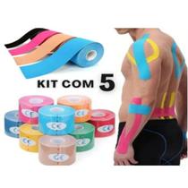 Kit 5 Faixas Adesiva Kinesio Tape Fita Bandagem Fisioterapia Muscular - Kinesiology Tape
