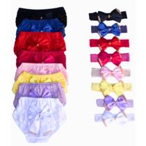 Kit 5 Faixas De Cabelo 5 Calcinhas Bebê 36 Meses Luxo