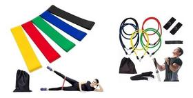 Kit 5 Faixas Elástica Thera Band Exerc + Tubing 11 Itens