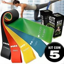Kit 5 Faixas Elásticas Elásticos Alongamento Pilates Yoga Exercícios Condicionamento Físico Relaxamento Academia Thera Band Fitness Mini Bands - Thor