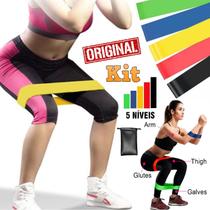 Kit 5 Faixas Elásticas Exercício Funcional Academia Treino Em Casa Mini Band Extensor Fisioterapia Pilates Glúteos Perna