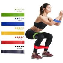 Kit 5 Faixas Elásticas Mini Band Fisioterapia Multifuncional