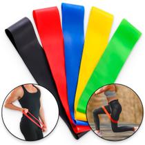 Kit 5 Faixas Elásticas Mini Band Resistence Band Exercícios Fisioterapia Treino Força Yoga Pilates