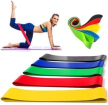 Kit 5 Faixas Elásticas P/ Exercícios Multifuncional Yoga Fisioterapia e Treino - Online