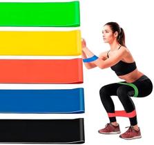 Kit 5 Faixas Elásticas Para Exercícios Alongamento Multifuncional Yoga Fisioterapia e Treino em casa ou Academia