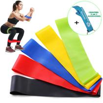 Kit 5 Faixas Elásticas Thera Band Exercício Pilates Yoga + Chaveiro CBRN15825