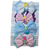 kit 5 Faixas Tiaras laços personalizados princesas mesversário maternidade enxoval bebê