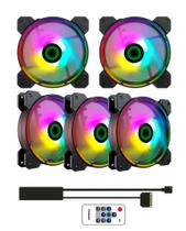 Kit 5 Fan Argb Fn-12rainbow-d + Controladora Gamemax