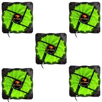 Kit 5 Fan Cooler Gamer Led Verde 120x120mm