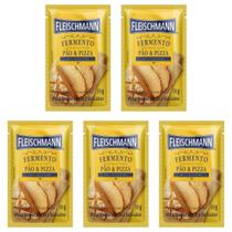 Kit 5 Fermento Biológico Seco Para Pão e Pizza Fleischmann