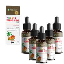 Kit 5 Ferro Kids 5x30 ml Morango Vita Rex Floral Ervas Kit 5 Ferro Kids 5x30 ml Morango Vita Rex Floral Ervas