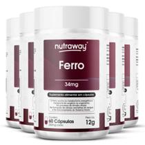 Kit 5 Ferro Nutraway 34 Mg 60 cápsulas