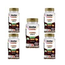 Kit 5 Ferro + Vitam. C Gummy Unilife 5x30 Gomas Sabor Laranja