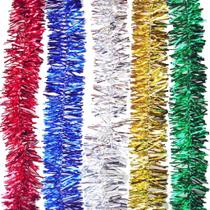 Kit 5 Festão Natal Metalizado Colorido 2m X 7cm 3 Fitas Enfeite Kit 5 Festão Natal Metalizado Colorido 2m X 7cm 3 Fitas Enfeite