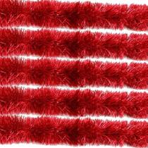 Kit 5 Festão Natal Metalizado Vermelho 2 M X 10cm 5 Fitas Enfeite