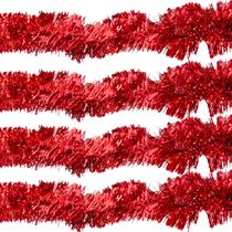 Kit 5 Festão Natal Vermelho Metalizado Enfeite 2m x 7cm Decoração Natalina Kit 5 Festão Natal Vermelho Metalizado Enfeite 2m x 7cm Decoração Natalina