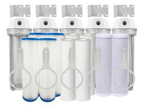 Kit 5 Filtros Carvão Ativado Plissado Lavável Polipropileno Transparente Nd Kit 5 Filtros Carvão Ativado Plissado Lavável Polipropileno Transparente Nd