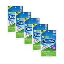 Kit 5 Fio Dental Dentek Floss Picks Triple Clean Advanced com 90 unidades