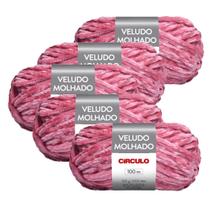 Kit 5 Fio Linha Lã Veludo Molhado Circulo - 100m/100g