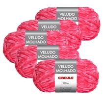 Kit 5 Fio Linha Lã Veludo Molhado Circulo - 100m/100g