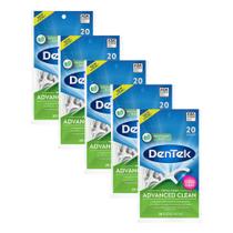 Kit 5 Fios Dental Dentek Floss Picks Triple Clean Advanced 20un cada