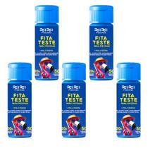 Kit 5 Fita 5 em 1 Medidor De Cloro Ph Alcalinidade Piscina