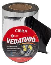 KIT 5 Fita asfáltica impermeabilizante para vedações e reparos rápidos contra goteiras e infiltrações 10CM X 10M CIBRA