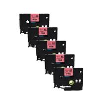 Kit 5 Fita Cetim Compatível Brother Tze-MQE31 Rosa 12mm