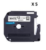 Kit 5 Fita Compatível Brother M-K231 Branca Letra Preta 12Mm - Geral Kit 5 Fita Compatível Brother M-K231 Branca Letra Preta 12Mm - Geral