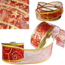 Kit 5 Fita Decorativa Natalina Laço Árvore Presente Vermelha - 5cmX2,70m Kit 5 Fita Decorativa Natalina Laço Árvore Presente Vermelha - 5cmX2,70m