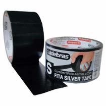 Kit 5 Fitas Adesiva Silver Tape Alta Fixação 48MmX5M Preto