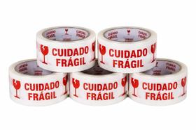 Kit 5 Fitas Adesivas Cuidado Frágil 48mm x 100m Kit 5 Fitas Adesivas Cuidado Frágil 48mm x 100m