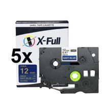 Kit 5 Fitas Cetim Compatível Brother Tze RN34 Azul 12mm