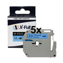 Kit 5 Fitas Compatível Brother MK 531 Azul Letra Preta 12mm