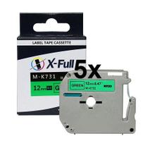 Kit 5 Fitas Compatível Brother MK 731 Verde Letra Preta 12mm Kit 5 Fitas Compatível Brother MK 731 Verde Letra Preta 12mm