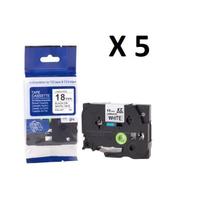 Kit 5 Fitas Compatível Brother Tze-241 Branca 18Mm