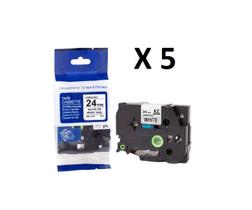 Kit 5 Fitas Compatível Brother Tze-251 Branca 24Mm