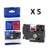 Kit 5 Fitas Compatível Brother Tze-451 Vermelha 24Mm Kit 5 Fitas Compatível Brother Tze-451 Vermelha 24Mm