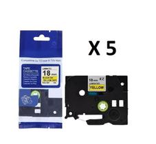 Kit 5 Fitas Compatível Brother Tze-641 Amarela 18mm Kit 5 Fitas Compatível Brother Tze-641 Amarela 18mm