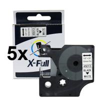 Kit 5 Fitas D1 Compatível Dymo 45013 Branca Letra Preta 12mm