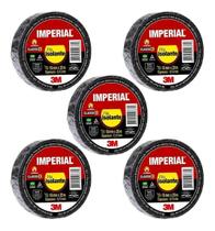 Kit 5 Fitas Isolante Imperial 3m 18mm X 20 Metros Preta Slim