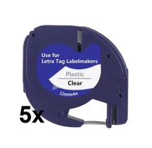 kit 5 Fitas Plástica Compatível Letratag 12267 Incolor 12mm