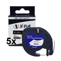 Kit 5 Fitas Plástica Compatível Letratag 91201 Branca 12mm