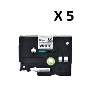 Kit 5 Fitas Strong Compatível Brother Tze-S231 Branca 12mm